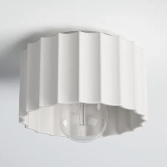 Ceramic Matte White Flush Mount Light Fixture - Picture 1 of 8